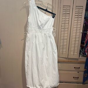 NA KD one shoulder shoulder dress , column style size 40, white with ties